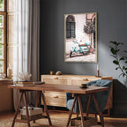 Iconic Vespa Street Scene Vertical Canvas Print