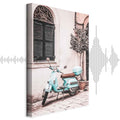 Iconic Vespa Street Scene Vertical Canvas Print