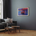 Night Lake Boat Modern Impressionism Poster