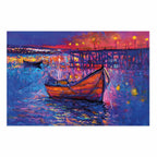 Night Lake Boat Modern Impressionism Poster