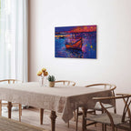 Night Lake Boat Modern Impressionism Canvas Print