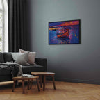 Night Lake Boat Modern Impressionism Canvas Print