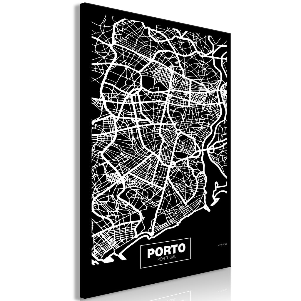 Canvas Print - Negative Map: Porto (1 Part) Vertical