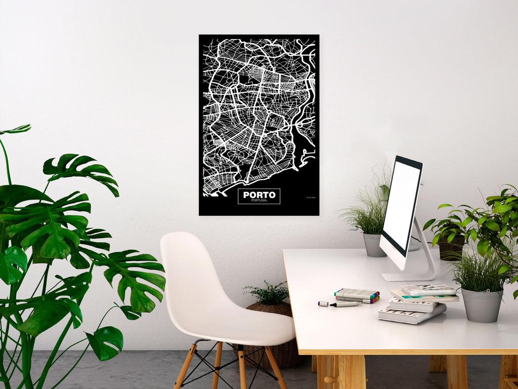 Canvas Print - Negative Map: Porto (1 Part) Vertical