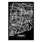 Porto Negative Map Vertical Canvas Print