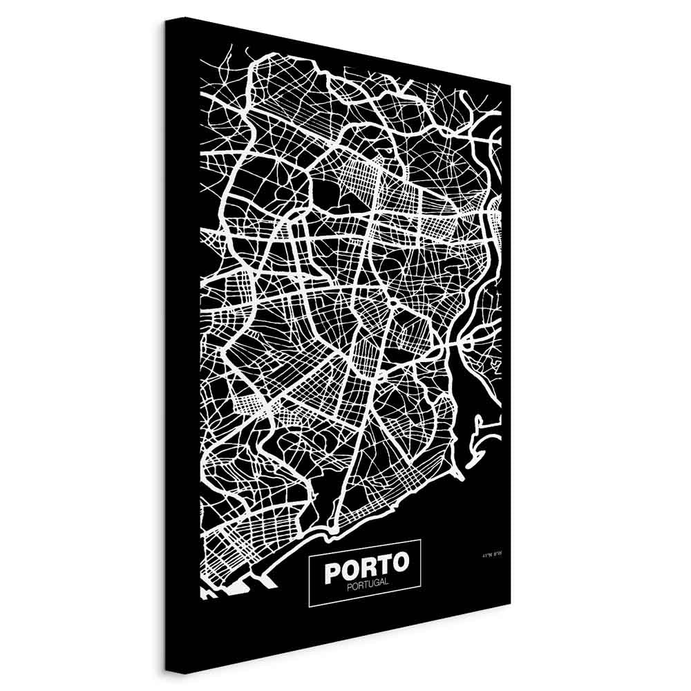 Porto Negative Map Vertical Canvas Print
