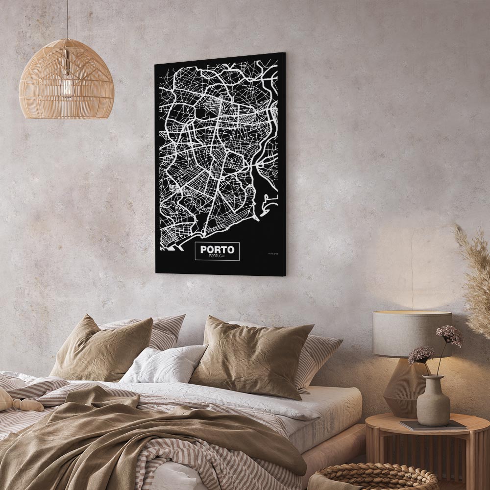Porto Negative Map Vertical Canvas Print