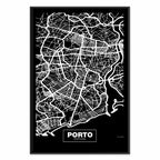 Porto Negative Map Vertical Canvas Print