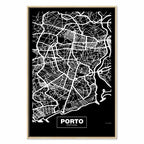 Porto Negative Map Vertical Canvas Print
