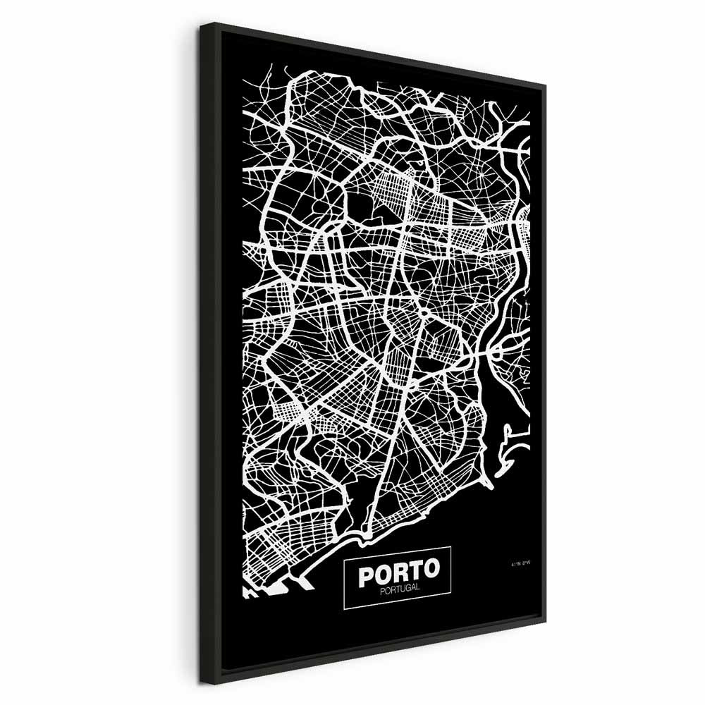 Porto Negative Map Vertical Canvas Print