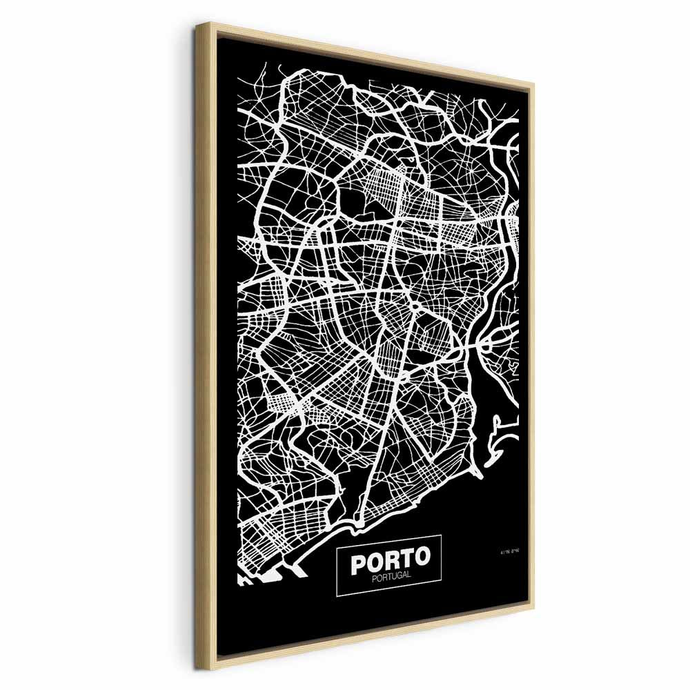 Porto Negative Map Vertical Canvas Print