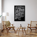 Porto Negative Map Vertical Canvas Print