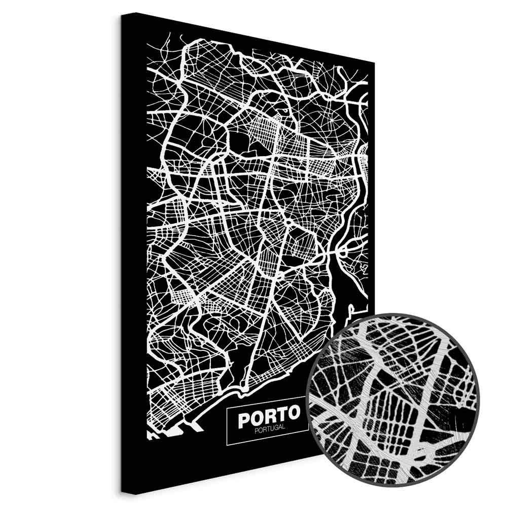 Porto Negative Map Vertical Canvas Print