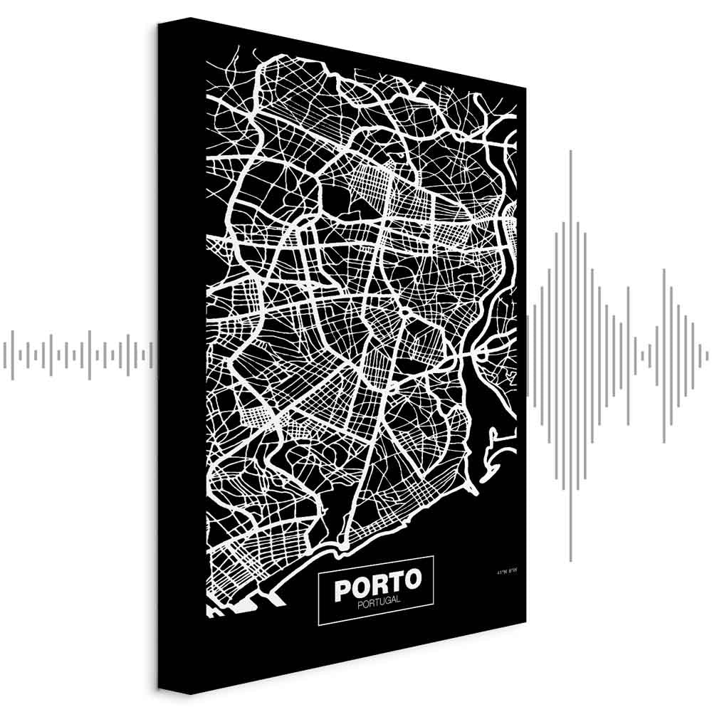 Porto Negative Map Vertical Canvas Print