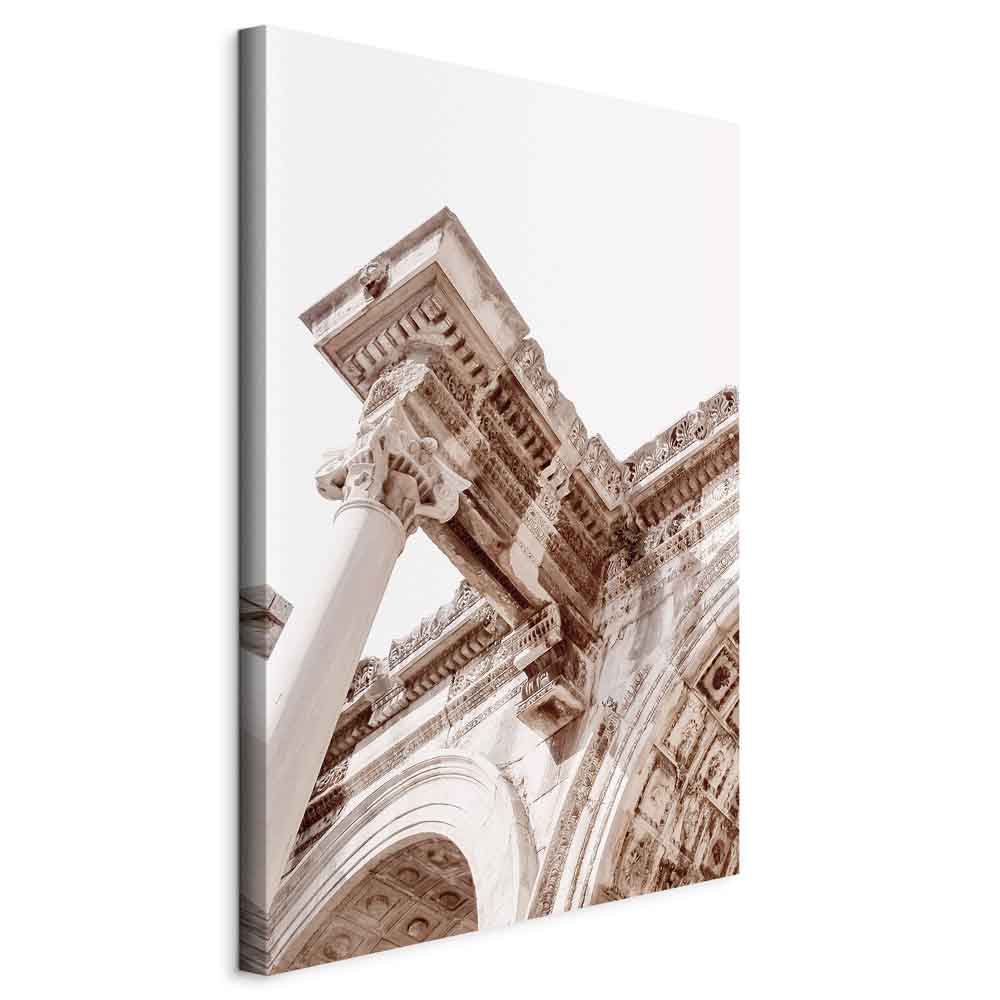 Temple of Hadrian Sepia Architecture Canvas Print