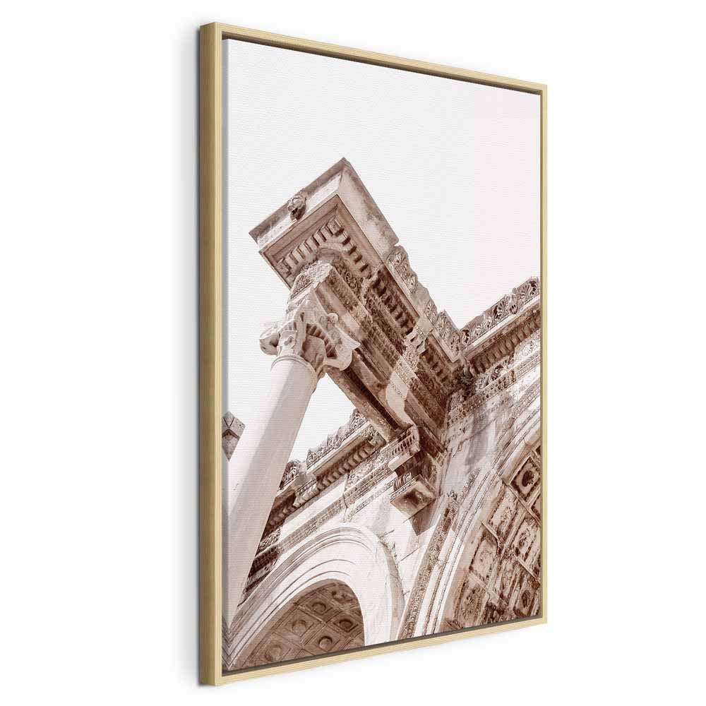 Temple of Hadrian Sepia Architecture Canvas Print
