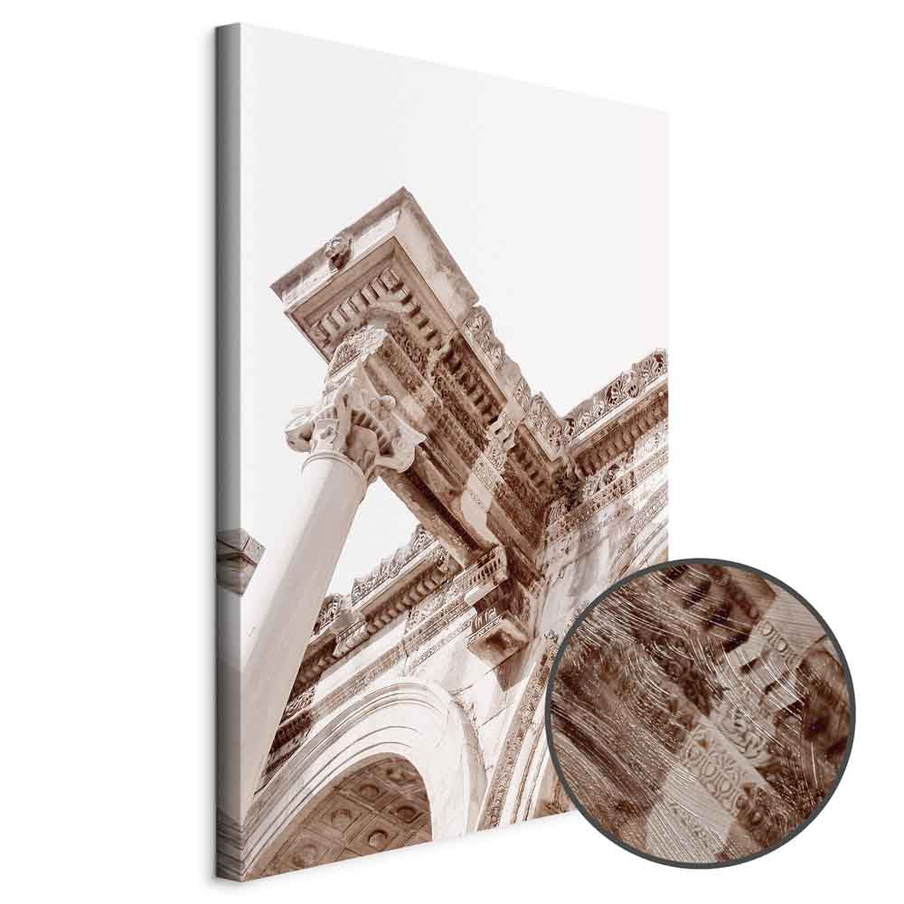 Temple of Hadrian Sepia Architecture Canvas Print