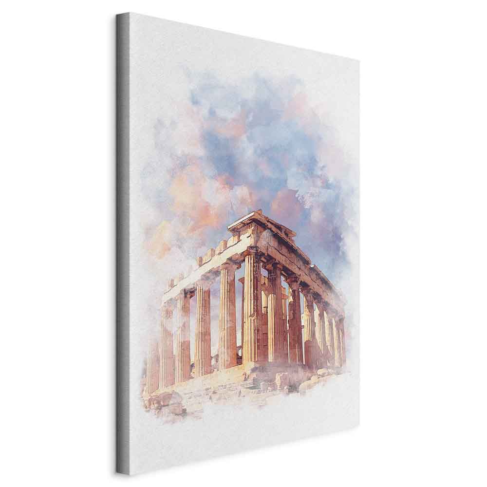 Painted Parthenon Watercolour Architecture Canvas Print