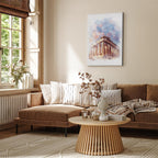 Painted Parthenon Watercolour Architecture Canvas Print