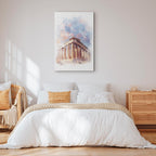 Painted Parthenon Watercolour Architecture Canvas Print