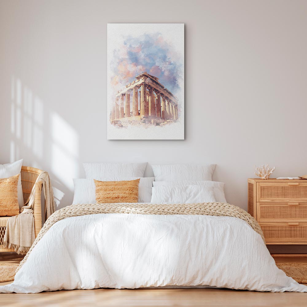 Painted Parthenon Watercolour Architecture Canvas Print