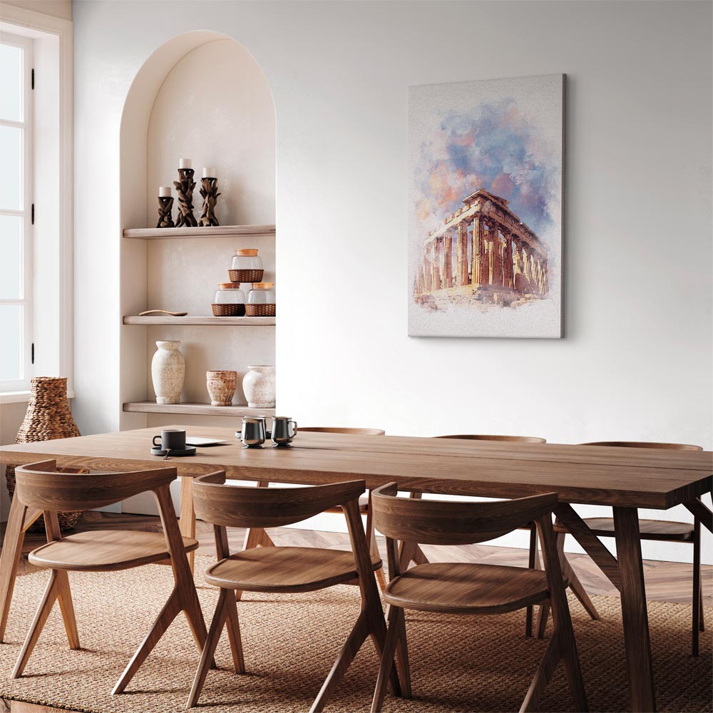 Painted Parthenon Watercolour Architecture Canvas Print