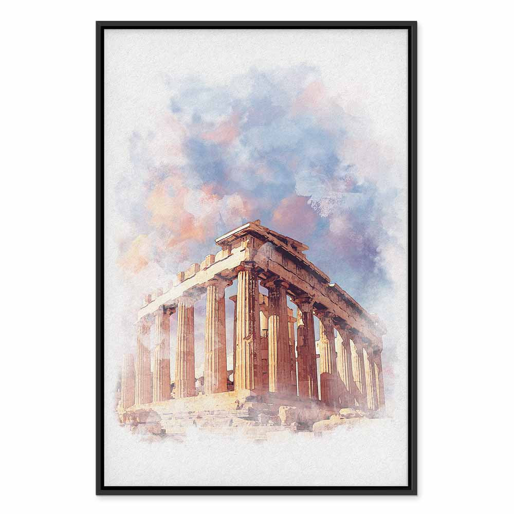 Painted Parthenon Watercolour Architecture Canvas Print
