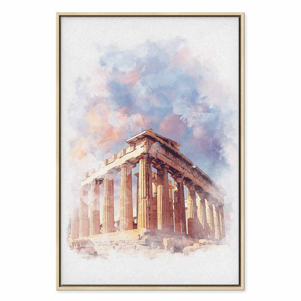 Painted Parthenon Watercolour Architecture Canvas Print