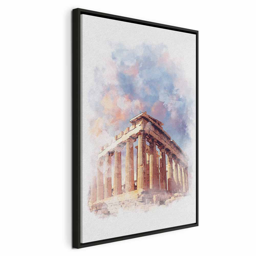 Painted Parthenon Watercolour Architecture Canvas Print