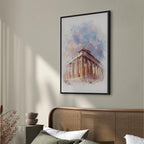Painted Parthenon Watercolour Architecture Canvas Print