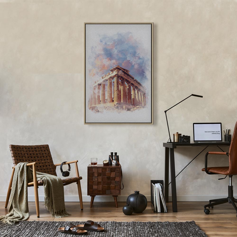 Painted Parthenon Watercolour Architecture Canvas Print