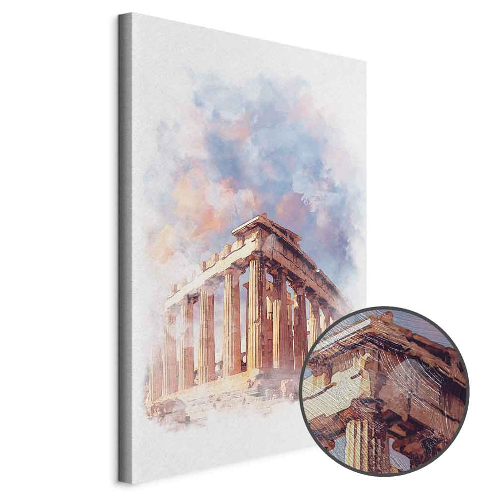 Painted Parthenon Watercolour Architecture Canvas Print