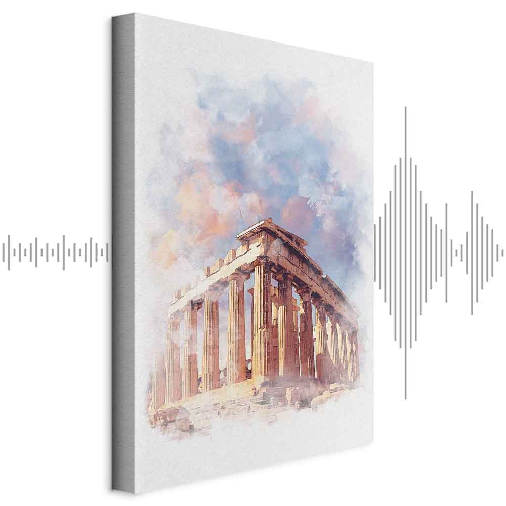 Painted Parthenon Watercolour Architecture Canvas Print