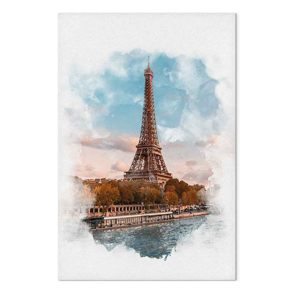 Paris View Watercolor Architecture Canvas Print