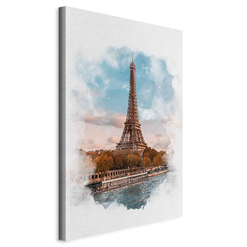 Paris View Watercolor Architecture Canvas Print