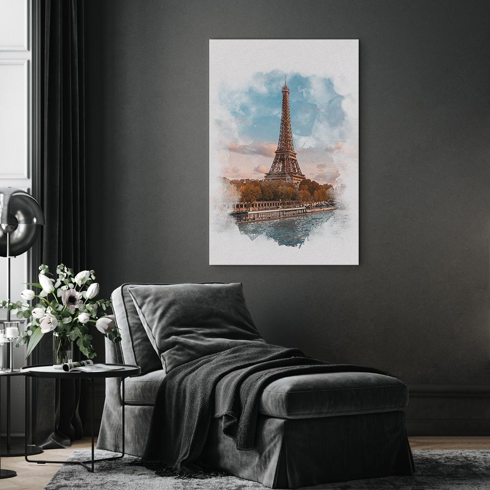 Paris View Watercolor Architecture Canvas Print