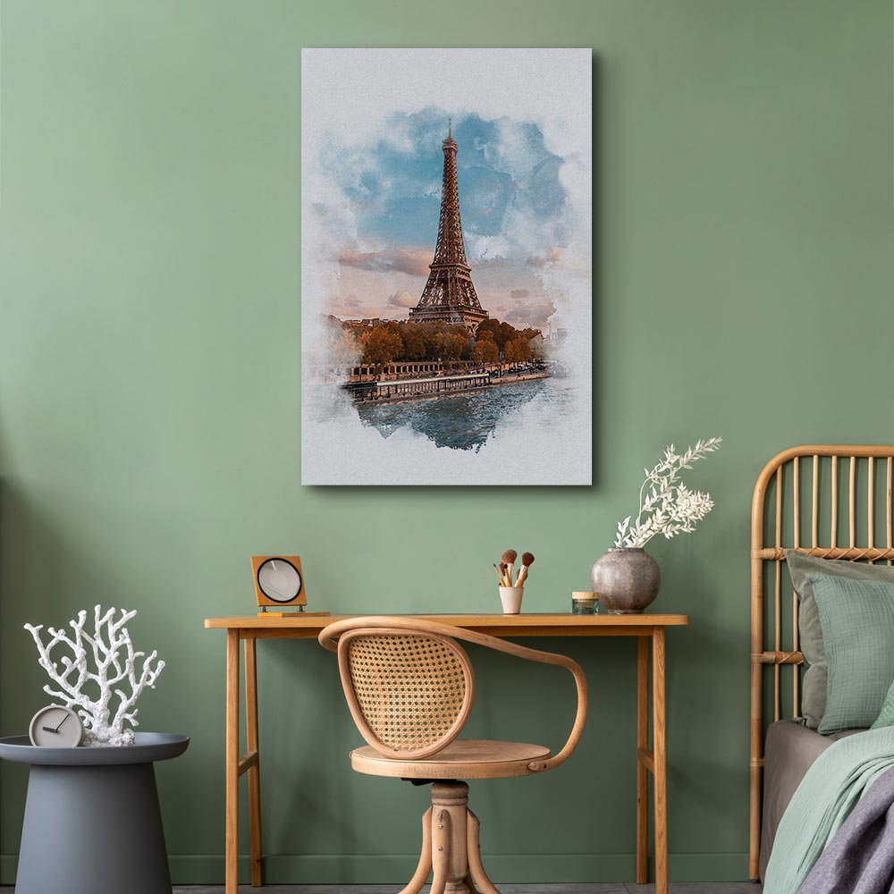 Paris View Watercolor Architecture Canvas Print