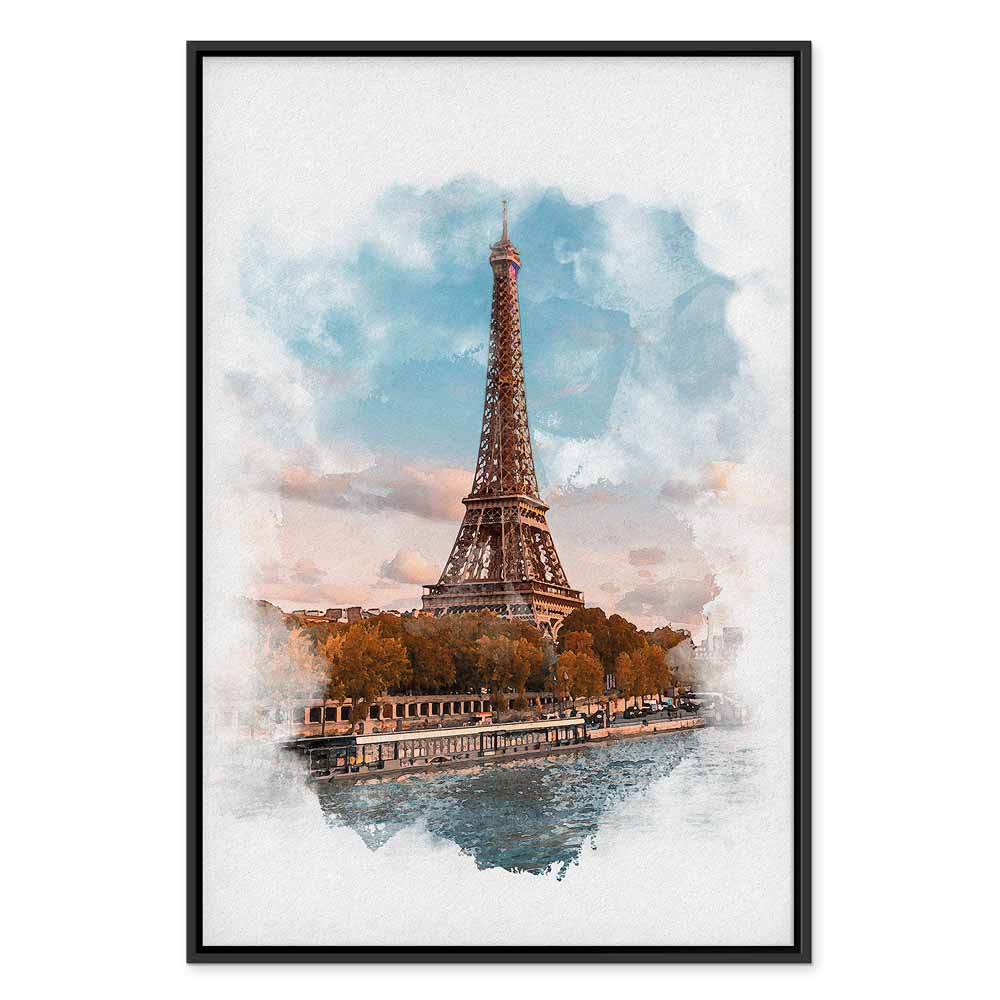 Paris View Watercolor Architecture Canvas Print