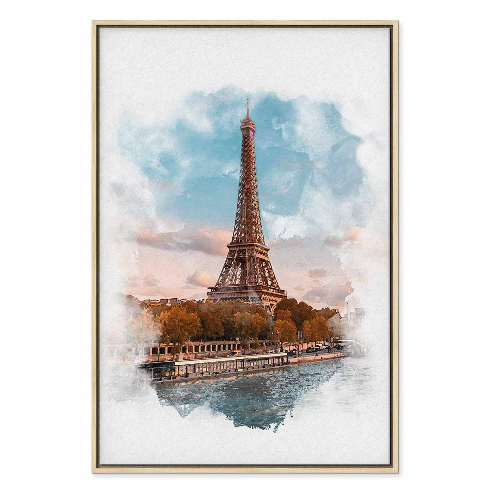 Paris View Watercolor Architecture Canvas Print