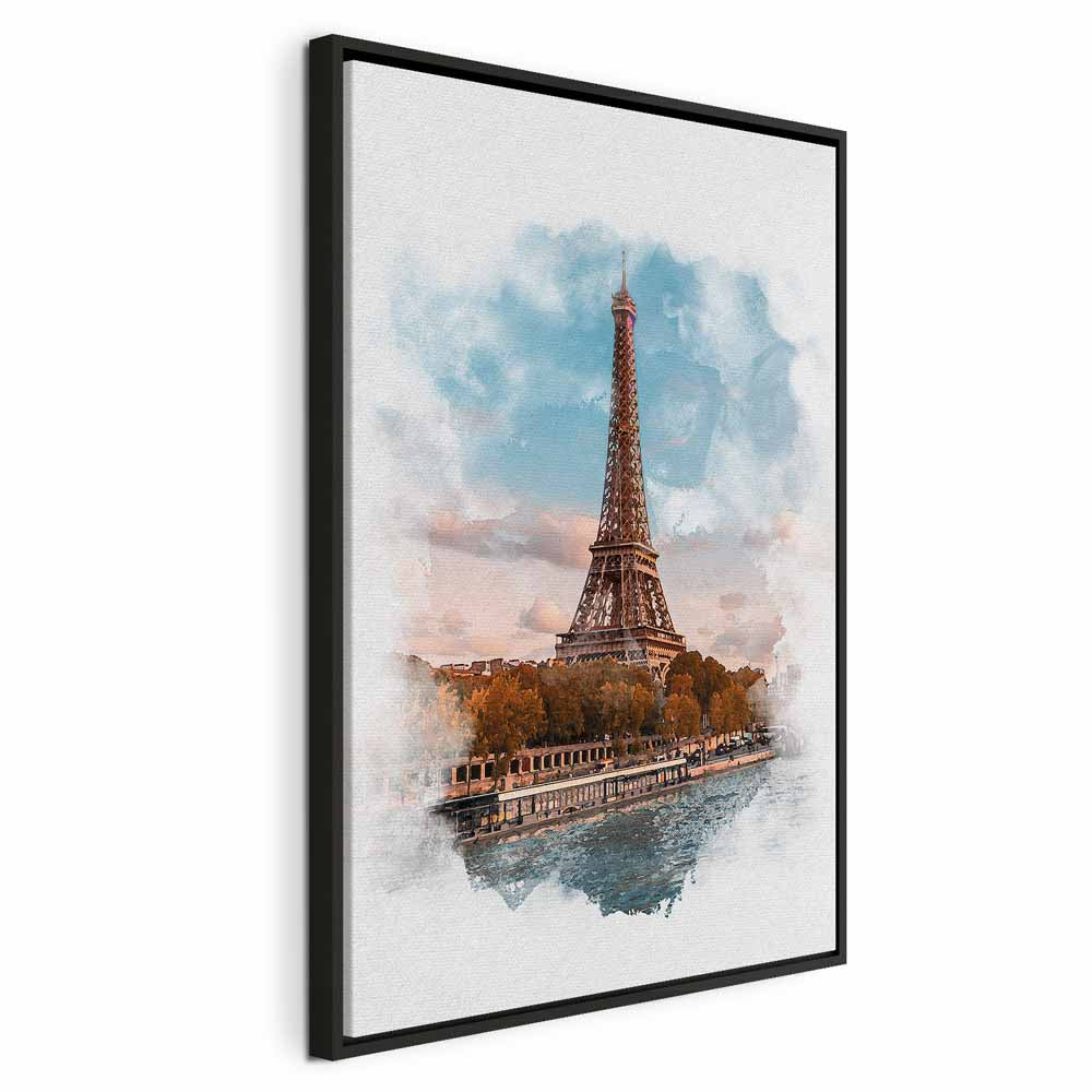Paris View Watercolor Architecture Canvas Print
