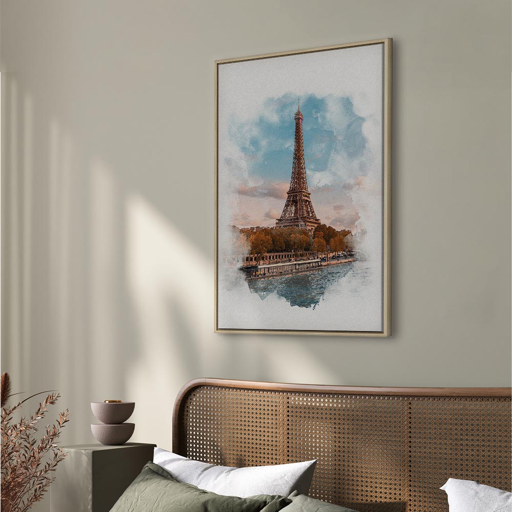 Paris View Watercolor Architecture Canvas Print