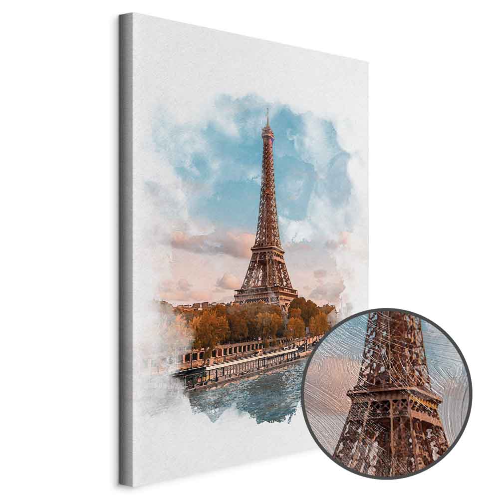 Paris View Watercolor Architecture Canvas Print