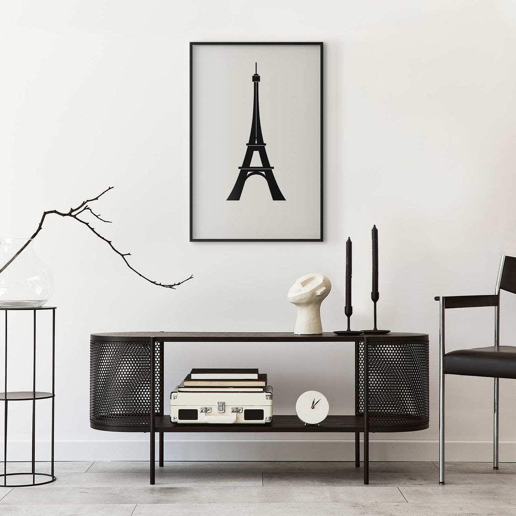 Eiffel Tower Minimalist Black-and-White Graphic Poster