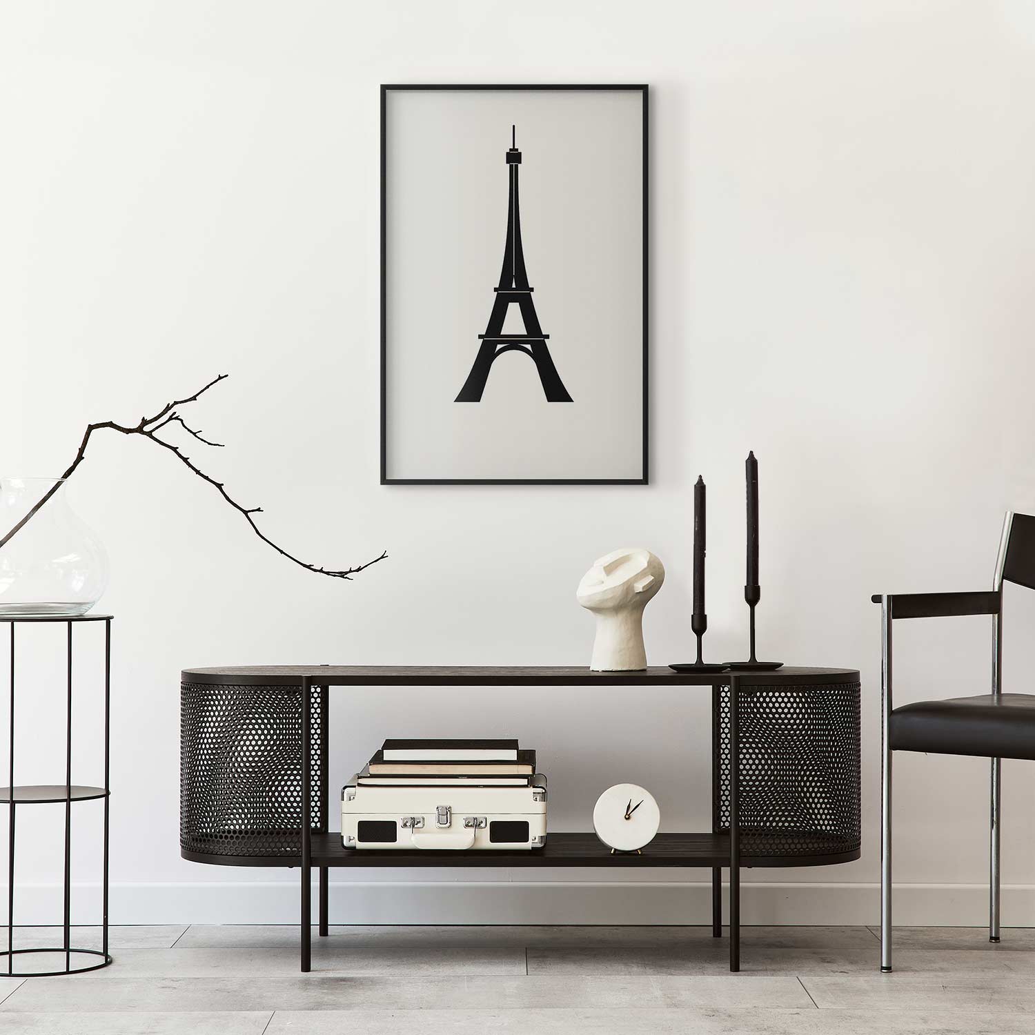 Eiffel Tower Minimalist Black-and-White Graphic Poster