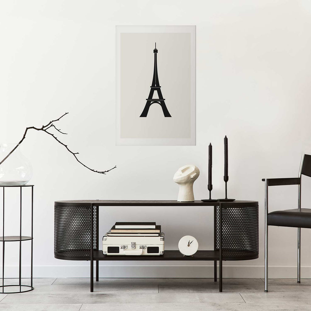 Eiffel Tower Minimalist Black-and-White Graphic Poster