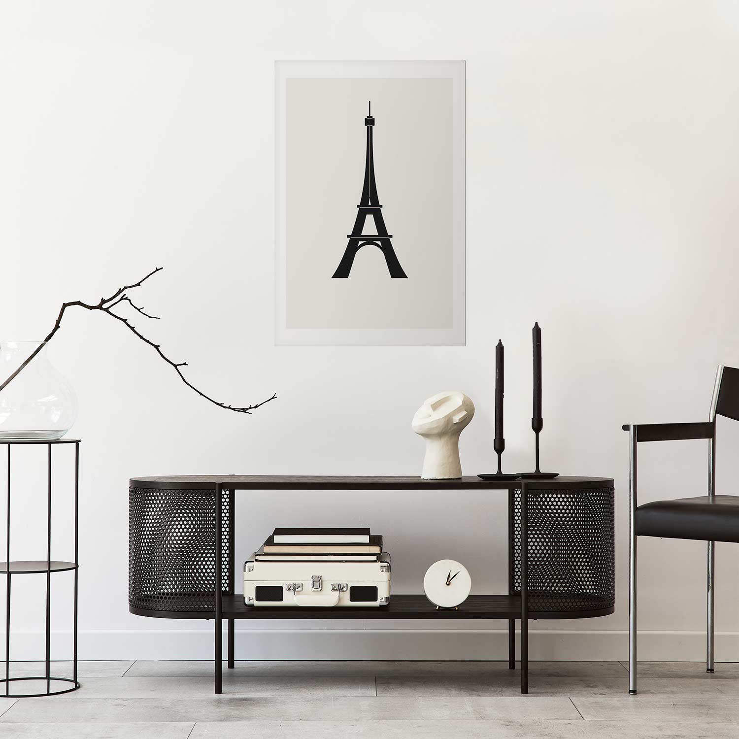 Eiffel Tower Minimalist Black-and-White Graphic Poster