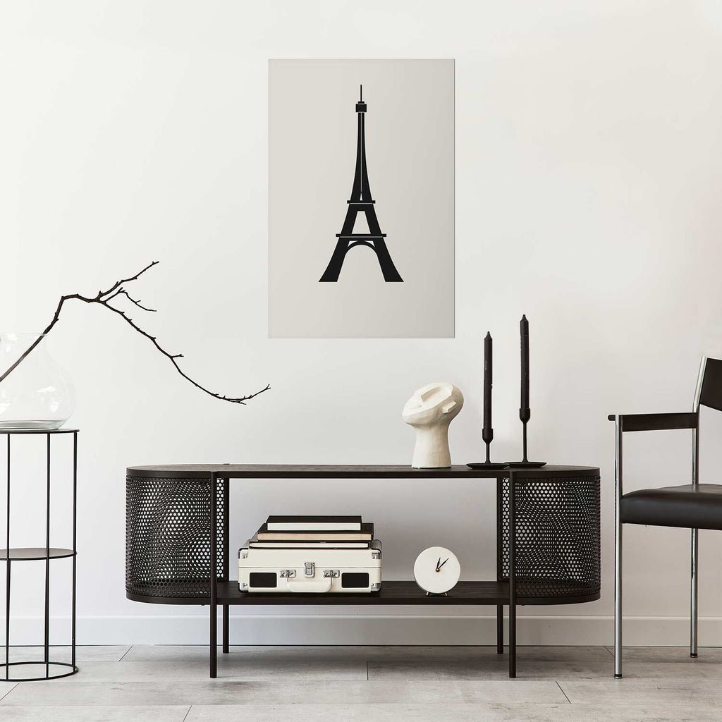 Eiffel Tower Minimalist Black-and-White Graphic Poster