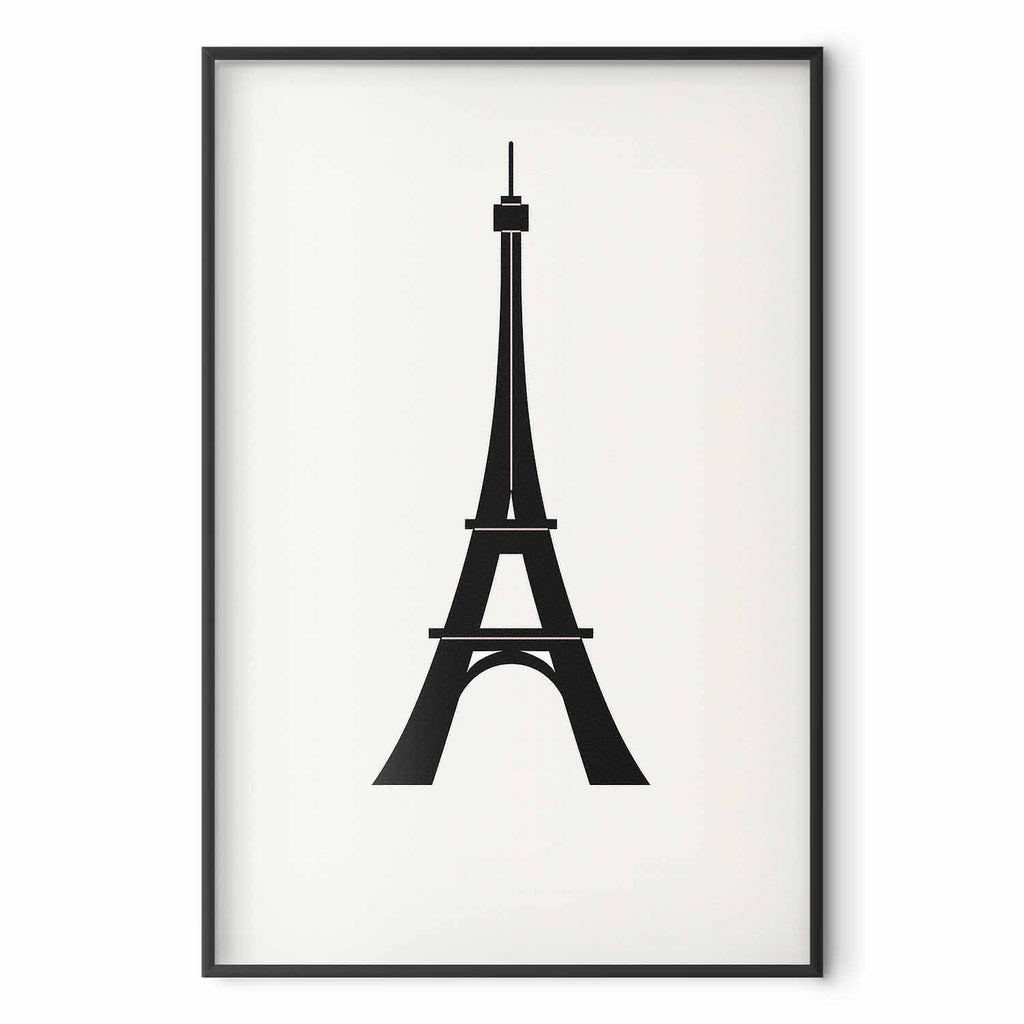 Eiffel Tower Minimalist Black-and-White Graphic Poster