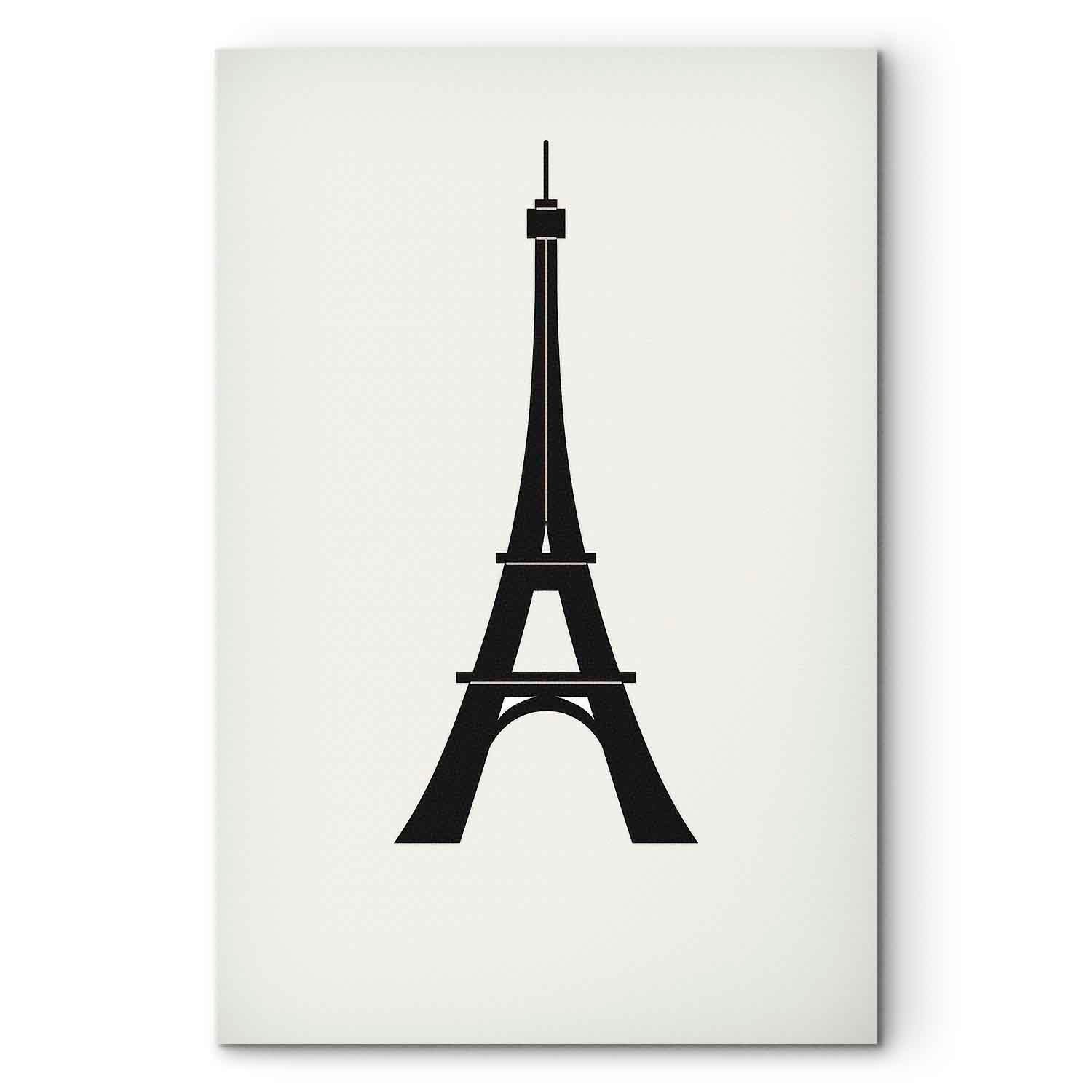 Eiffel Tower Black and White Minimalist Canvas Print