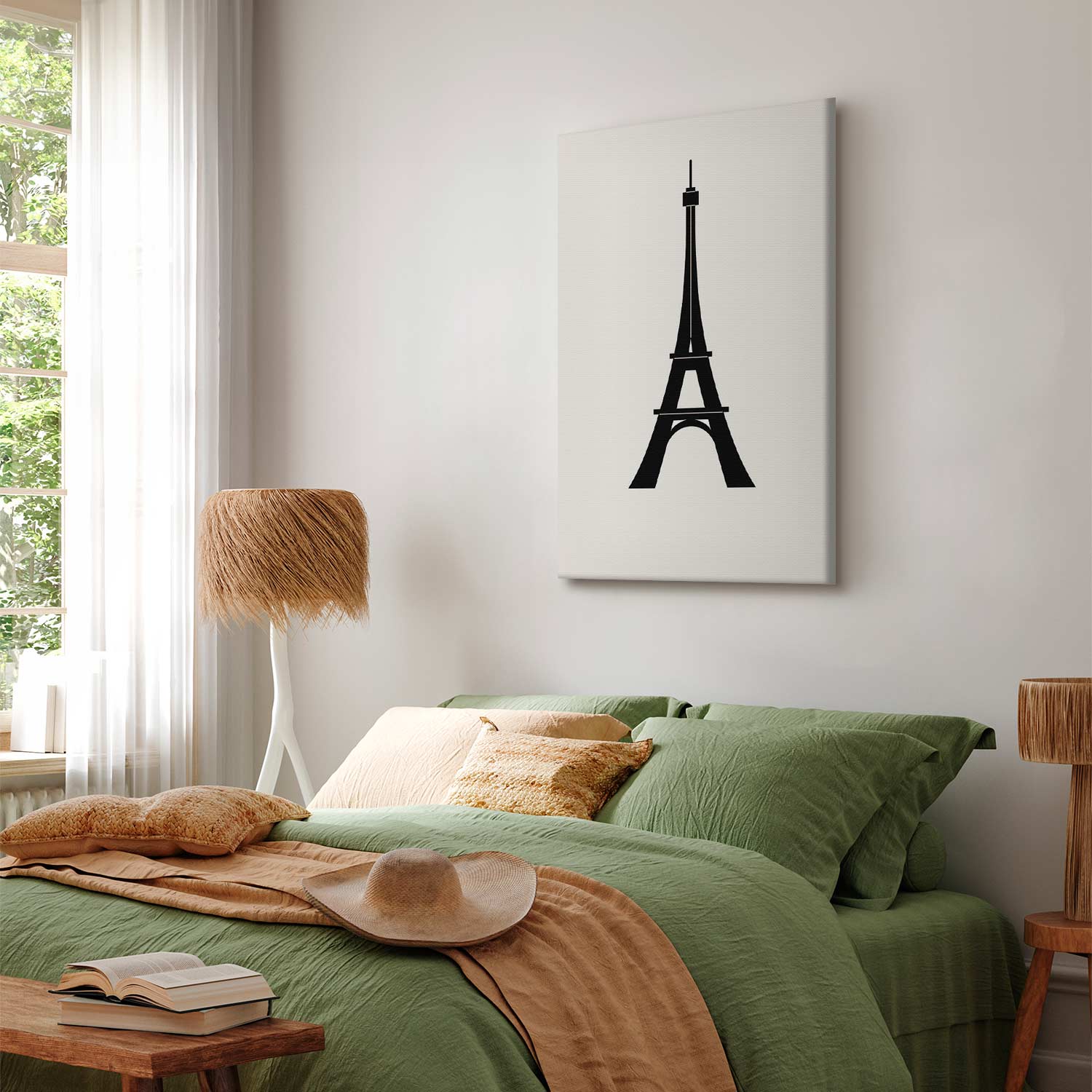 Eiffel Tower Black and White Minimalist Canvas Print